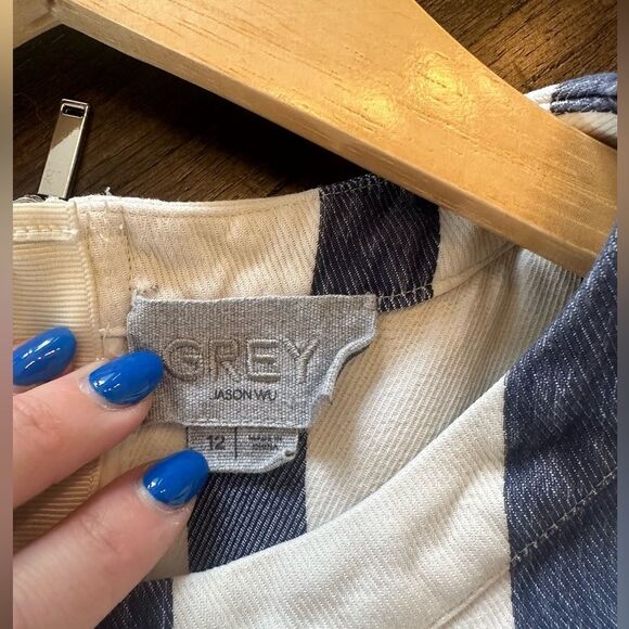 Grey Jason Wu striped box tee size 12 - Picture 5 of 5